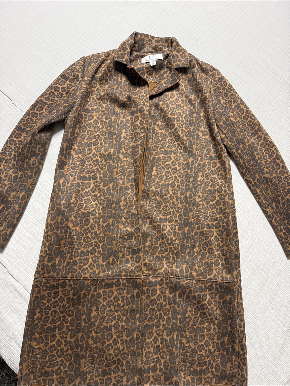 Magaschoni Leopard Print Long Sleeve coat in Brown and Black